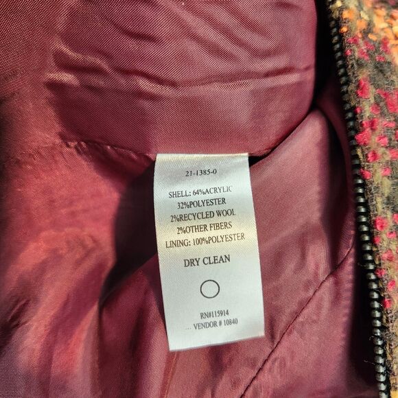 Chadwicks Women's Tweed Blazer Chic Academia Burgundy Plaid Jacket size 10 - Picture 10 of 11